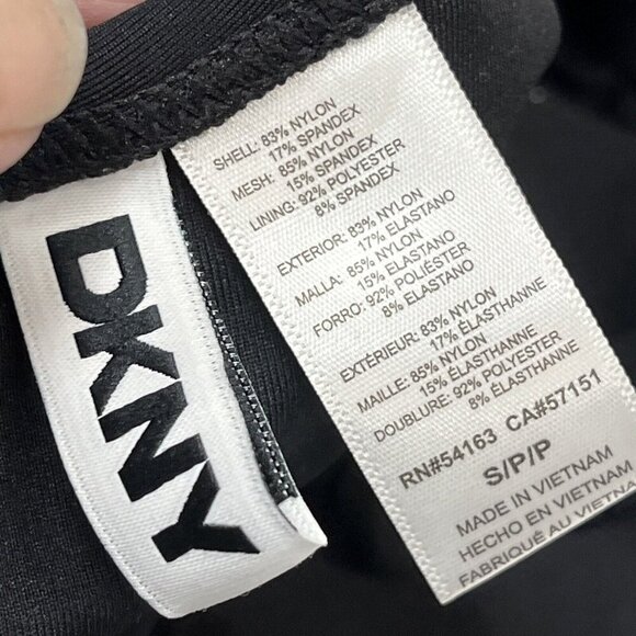 DKNY One Piece Swimsuit Womens S Ruffle Plunge Black‎ Ruched Waist - Picture 5 of 5